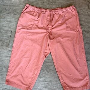 L.L.Bean Classic Fit Capri Pants Coral Drawstring Cotton 2X Plus